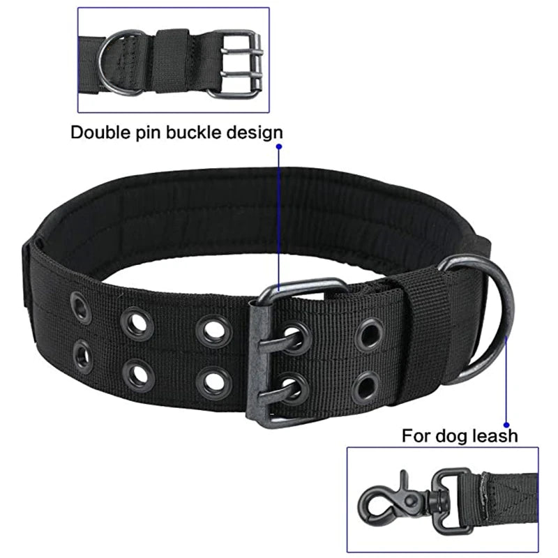 Durable Tactical Dogs Collar Leash Set Adjustable Military Pets Collars K9 German Shepherd Training Medium Large Dog Accessories