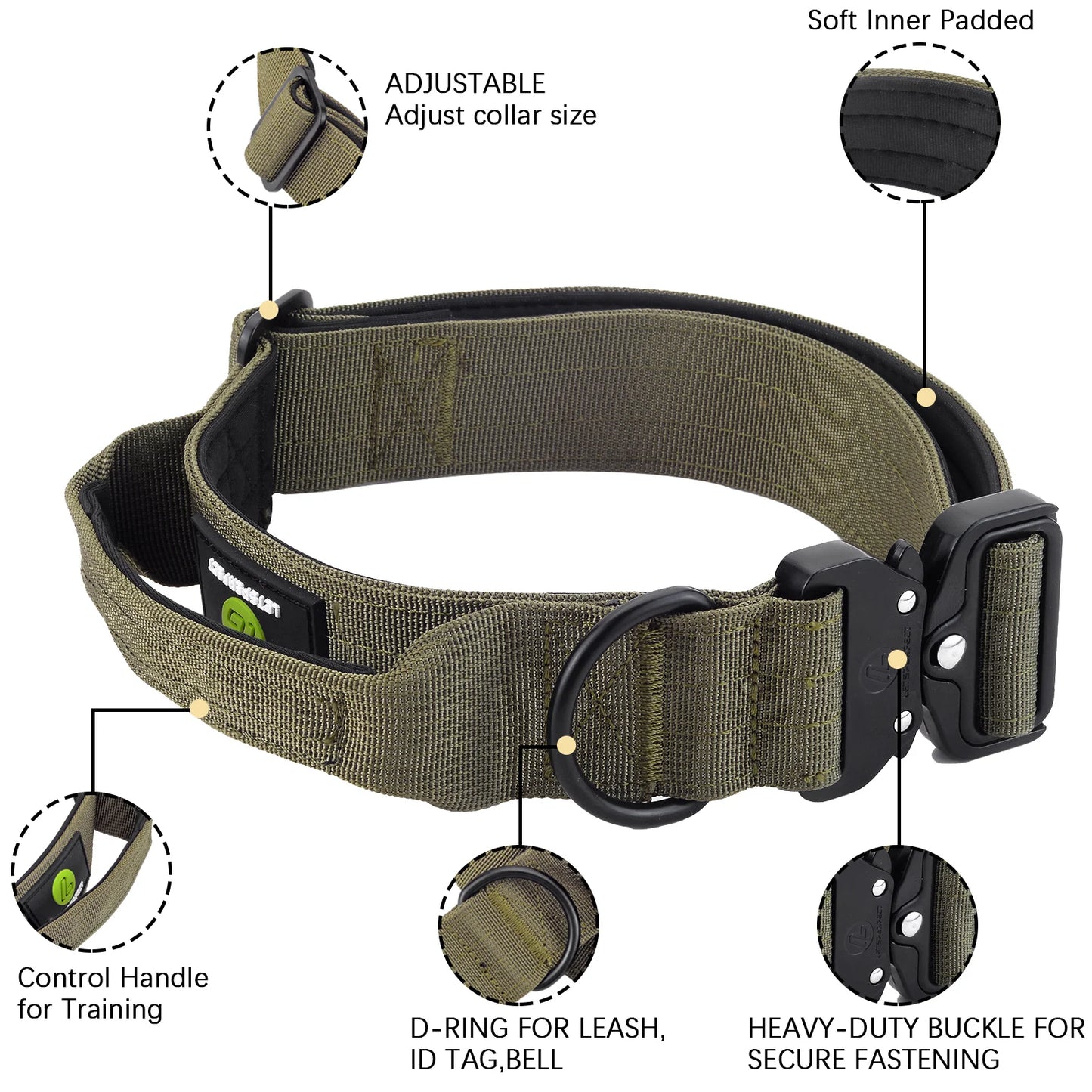 Tactical Dog Collar Leash Set K9 With Handle Military Duarable Nylon Pitbull For Medium Large Walking Training Pet Accessories