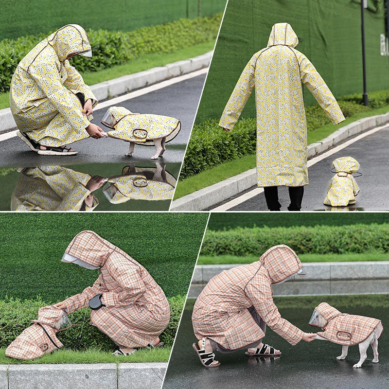 Dog Clothes Raincoat for Small Medium Large Dog Waterproof Dog Rain Jacket Transparent Hood Pet Poncho Parent-Child Pet clothing