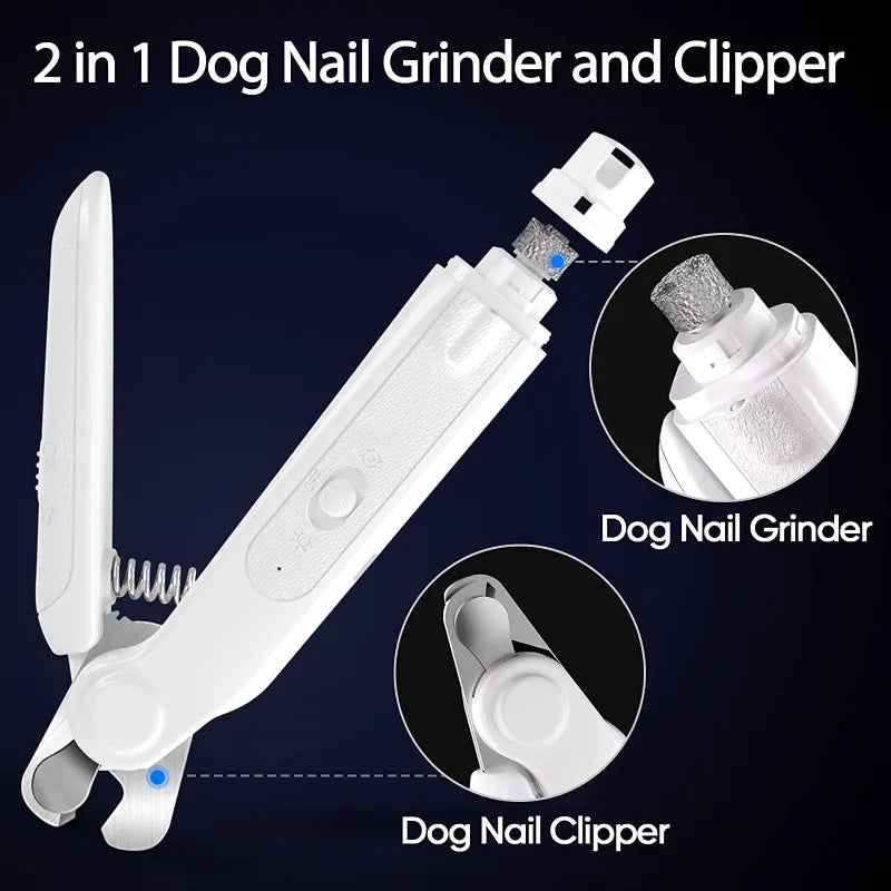 Electric Pet Nail Clipper Dog Nail Clipper With LED Light Dog Nail Sharpener Pet Quiet Cat Claw Nail Grooming Tool Rechargeable