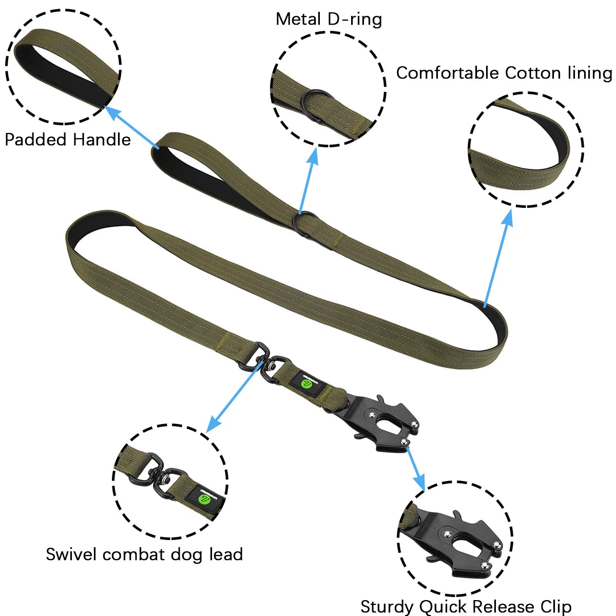Tactical Dog Collar Leash Set K9 With Handle Military Duarable Nylon Pitbull For Medium Large Walking Training Pet Accessories