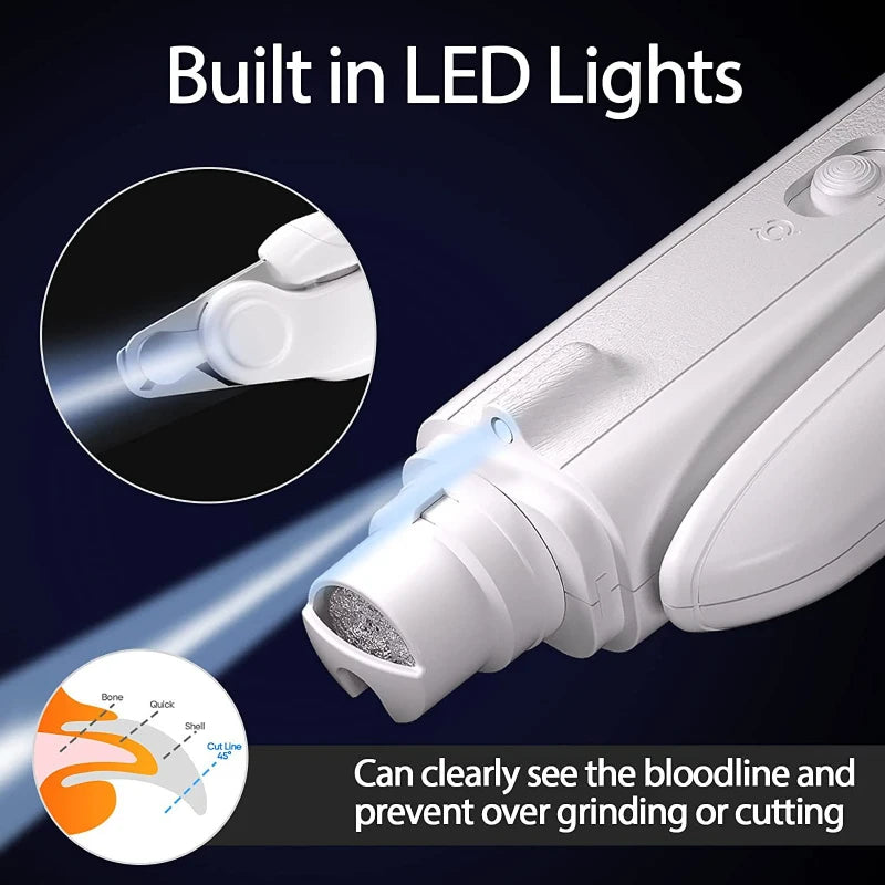 Electric Pet Nail Clipper Dog Nail Clipper With LED Light Dog Nail Sharpener Pet Quiet Cat Claw Nail Grooming Tool Rechargeable