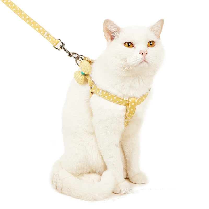 Pet Collars For Dogs And Dog Harness With Leash Set Flower Cat Collars Leads Puppy Vest Dog Accessories Cat Supplies Pink Blue