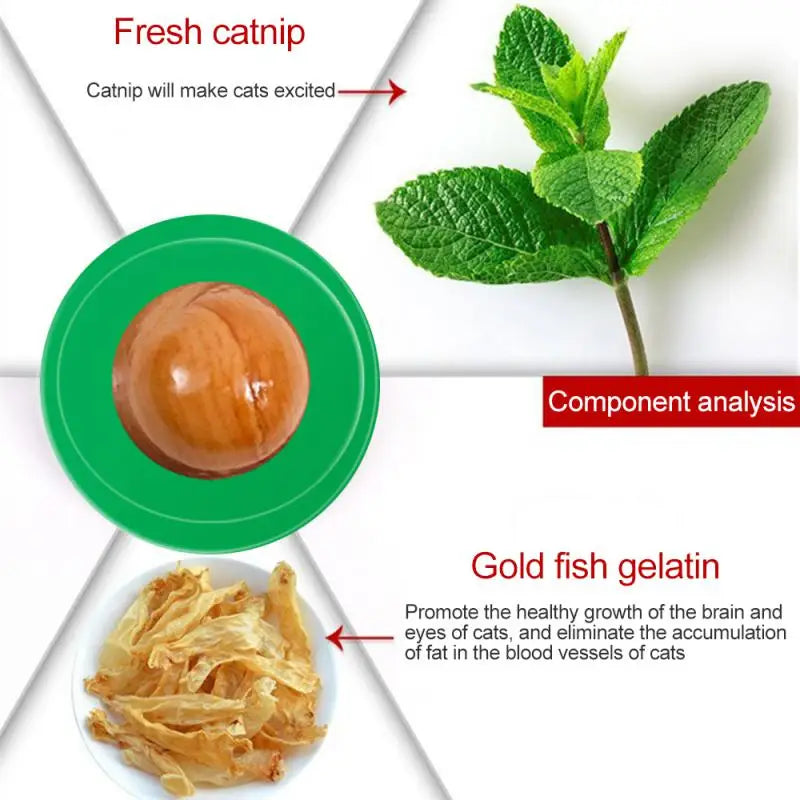 Healthy Nutrition Pet Snacks Cat Sugar Candy Licking Energy Ball Toy Gel Solid Cat Treats Natural Catnip Sucker For Cat Supplies