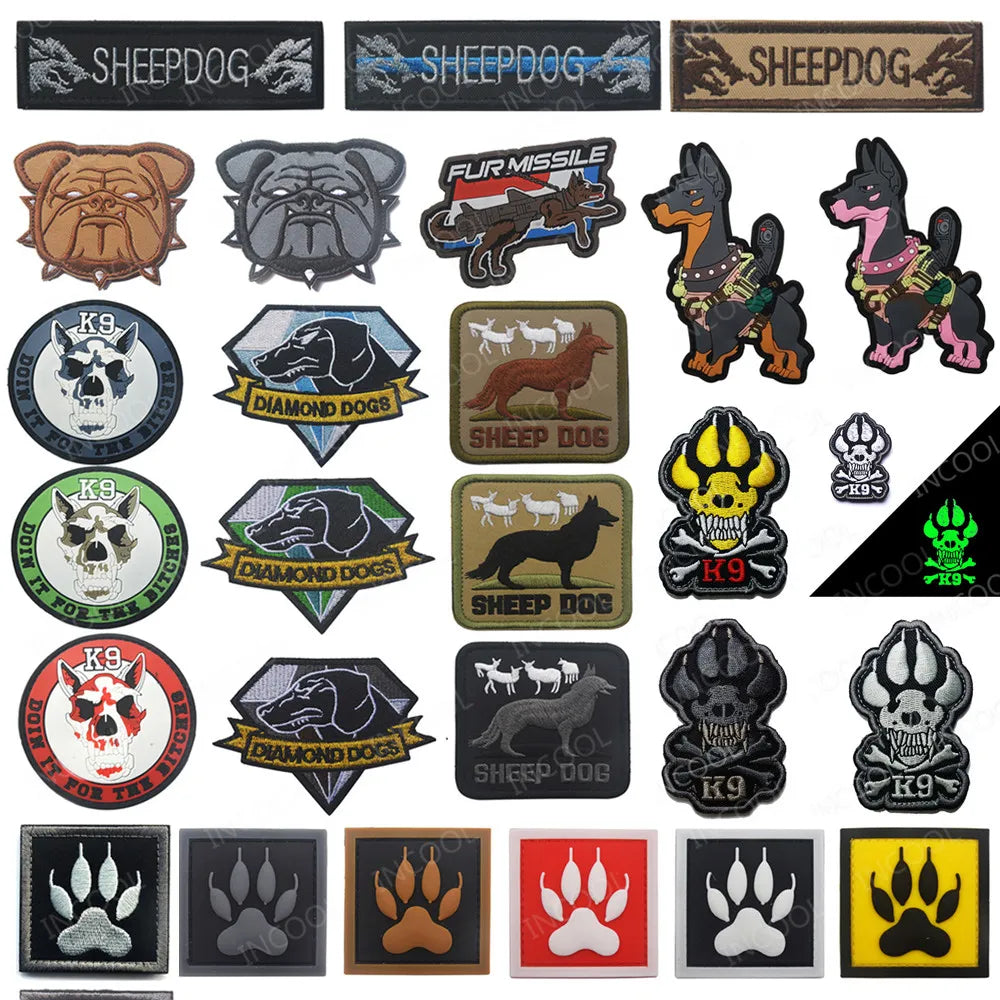 K9 Dog Embroidered Patch SHEEP DOG Army Military Decorative Patches Tactical Combat Emblem Rubber Embroidered PVC Badges