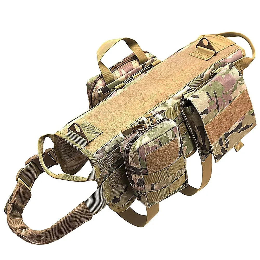 Tactical Dog Harness for Large Dog K9 German Shepherd Vest with Side Bags Pouches for Military Service Dog Working Training