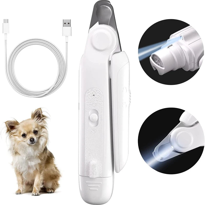 Electric Pet Nail Clipper Dog Nail Clipper With LED Light Dog Nail Sharpener Pet Quiet Cat Claw Nail Grooming Tool Rechargeable