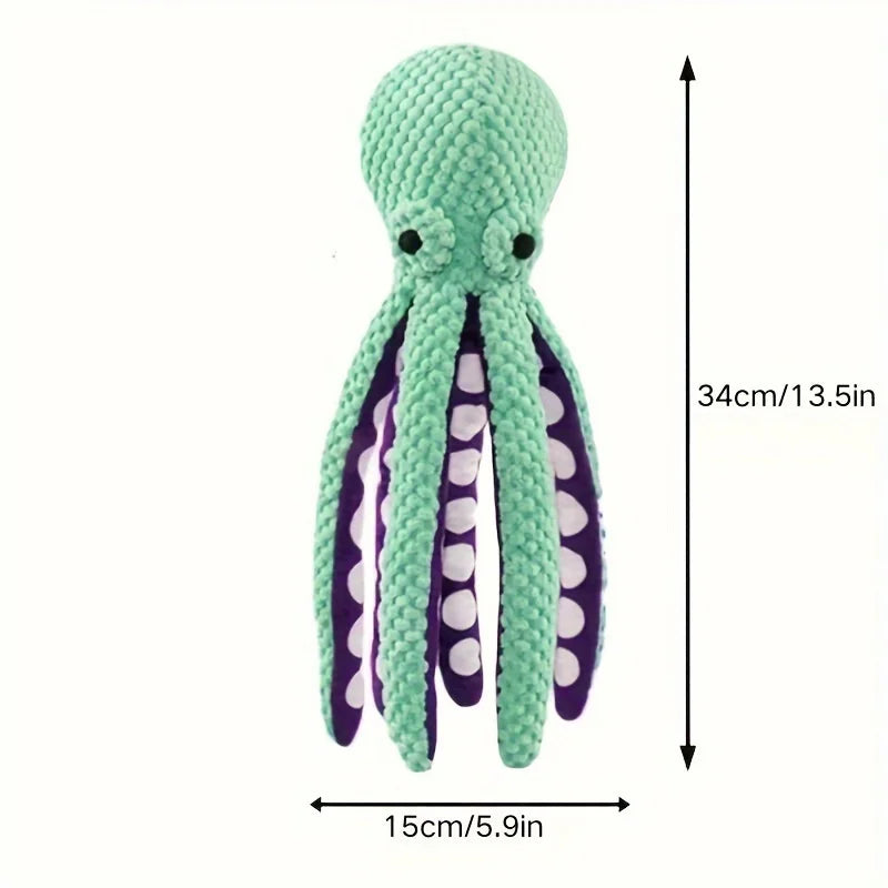 Squeaky Octopus Dog Toy, Pineapple Plush Chew Toy with Squeaker&CrinkleTentacles,InteractiveDentalPuppyToy for Small Medium Dogs