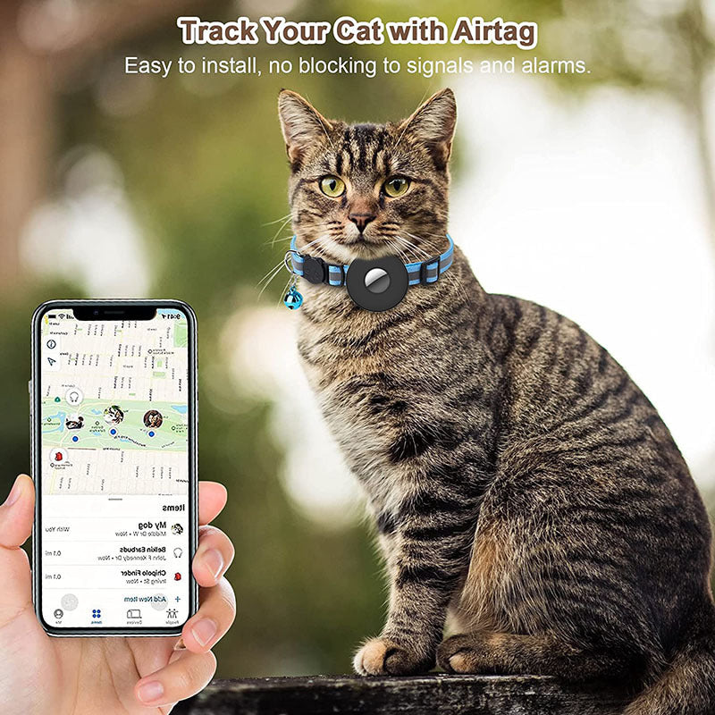 Airtag Cat Collar Airtag Pet Collar With Bell Airtag Reflective Collar