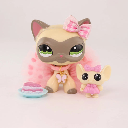 LPS Minilpsshop Pet Shop Rare Shorthair Cat And Accessories Bobble Head Children's Toys Gifts for Boys and Girls Collectibles