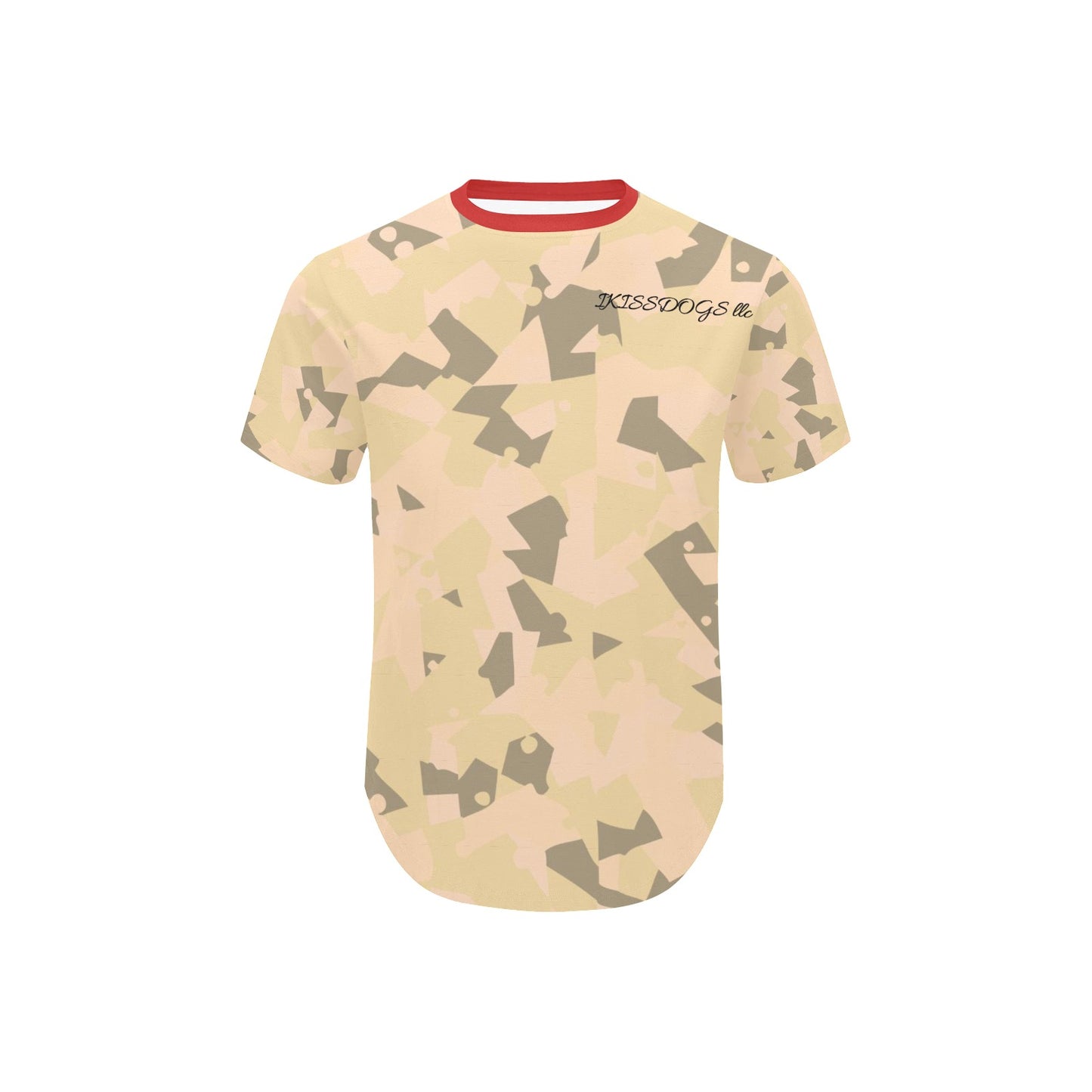 A Men's All Over Print Curved Hem T-Shirt (T76). IKISSDOGS.COM