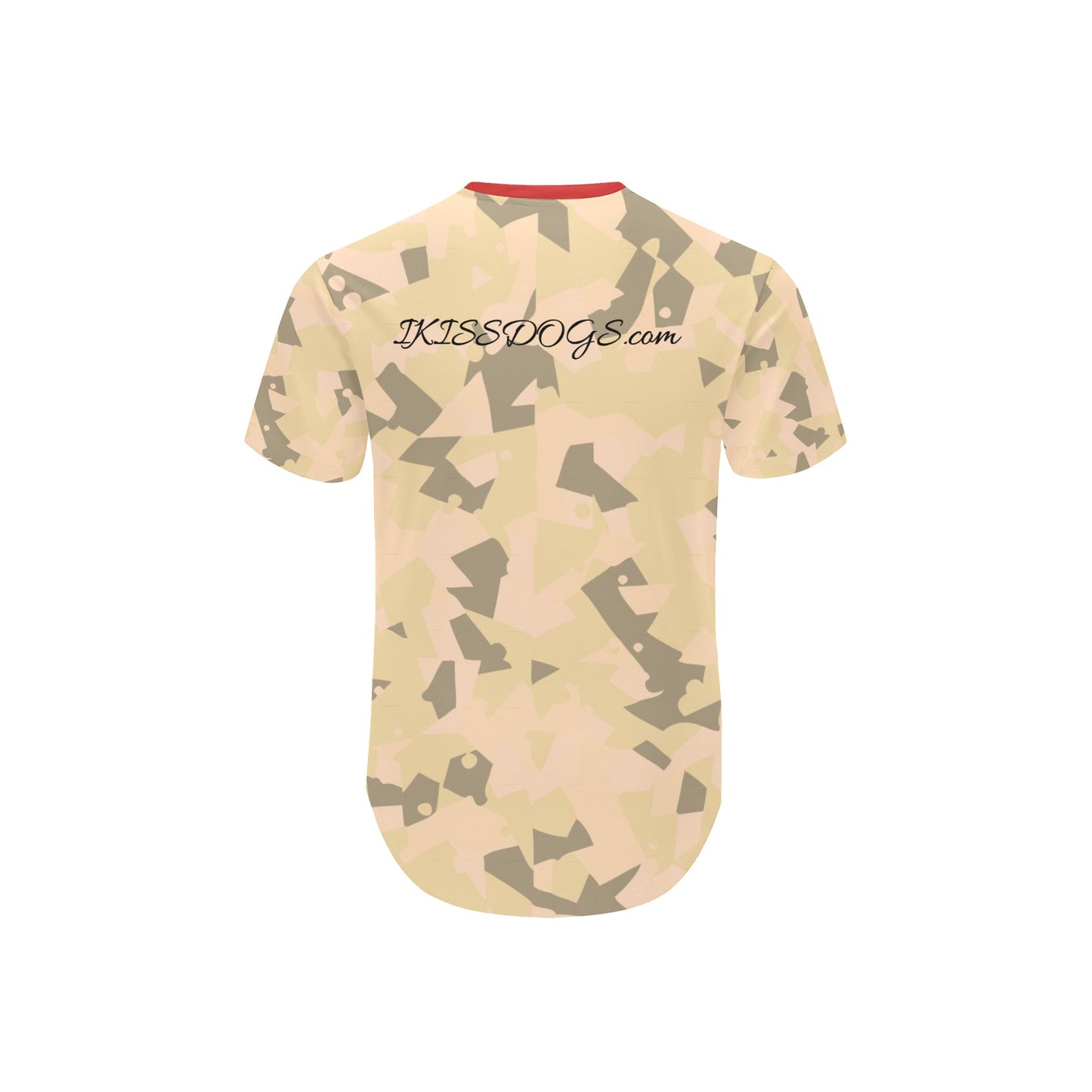 A Men's All Over Print Curved Hem T-Shirt (T76). IKISSDOGS.COM