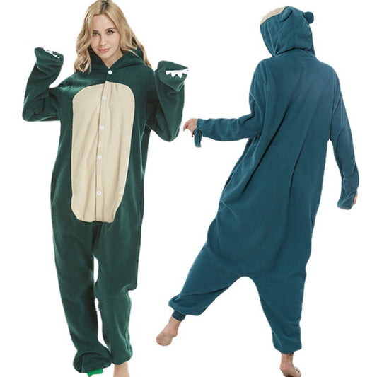 New Animal Cartoon One Piece Pajamas Kabi Beast Polar Fleece Couple Home Clothing Women's Nightgown