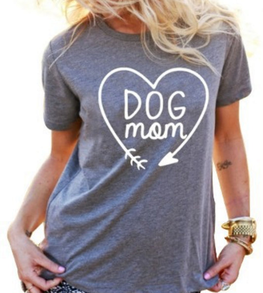 123ba Dog Mom T Shirt for Animal Lovers T-Shirts Short Sleeve Lady Top Shirts Women Tops Tees