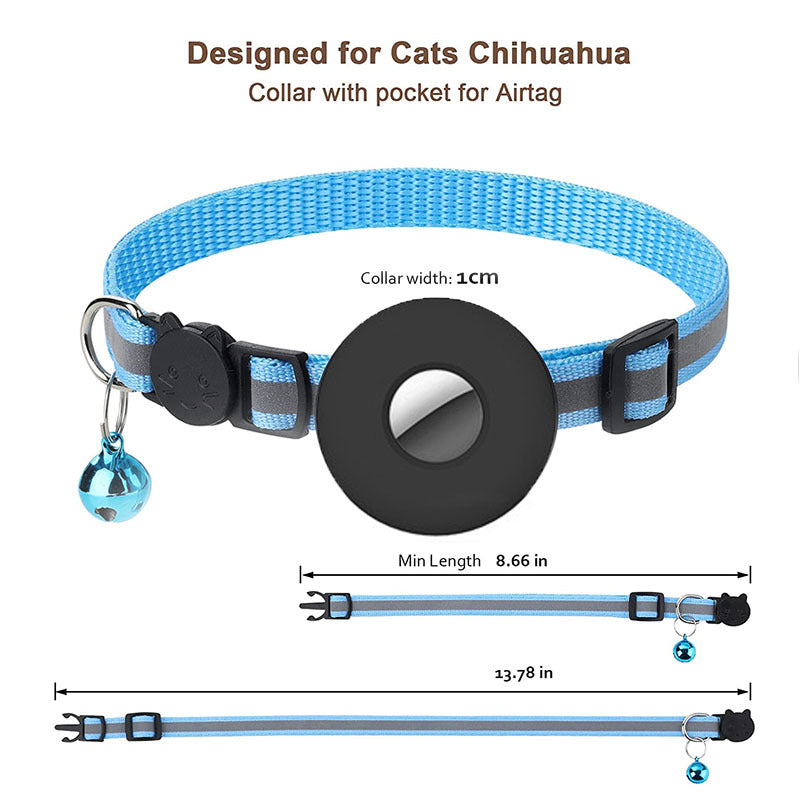 Airtag Cat Collar Airtag Pet Collar With Bell Airtag Reflective Collar