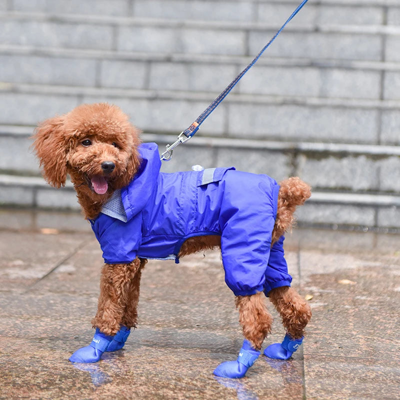 4Pcs/set Pet dog Rain Shoes Dog Booties Rubber Portable Anti Slip Waterproof Dog Cat Rain Shoes Autumn and winter