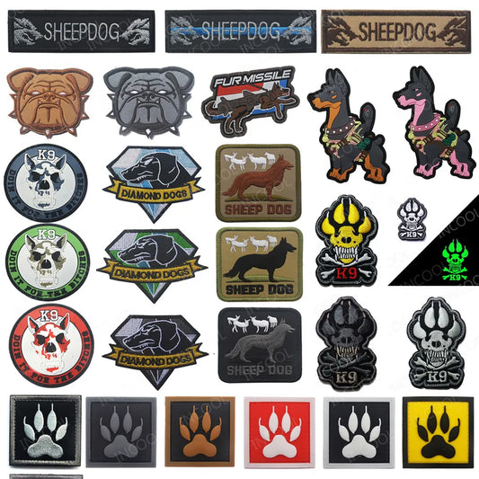 K9 Dog Embroidered Patch SHEEP DOG Army Military Decorative Patches Tactical Combat Emblem Rubber Embroidered PVC Badges